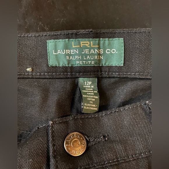 Lauren Ralph Lauren Woman’s Black Cotton Blend Classic Straight Jean, Size 12P - Picture 3 of 8